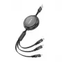 3-in-1 Izvelkamais Kabelis FONENG X113 1.1 m Melns — Lightning, USB-C, Micro-USB