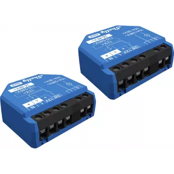 Viedais slēdzis Shelly 1 Gen3, bezvadu, 240 V AC, plastmasas korpuss, 42×16×37 mm, 2 iepakojumā