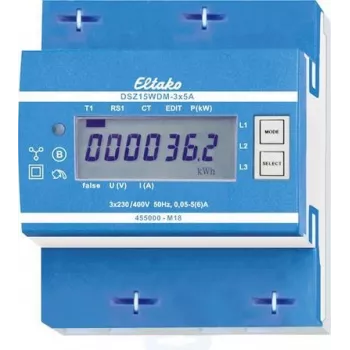 Trīsfāžu elektroenerģijas skaitītājs Eltako DSZ15WDM-3x5A MID — 3×5 A ieeja, MID sertificēts