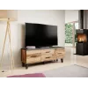TV statīvs Cama Meble LOTTA 140 cm — wotan ozola rāmis, melna skaidu plātnes virsma, 1400×400×530 mm