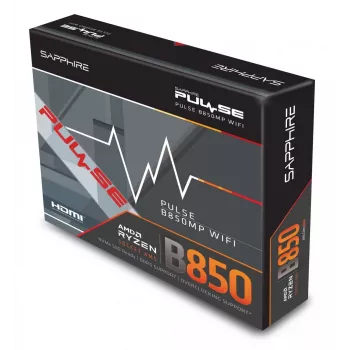 Mātesplate Sapphire PULSE B850M WIFI — AMD B850 micro ATX, Socket AM5, DDR5 līdz 7600 MHz, 4 DIMM, 192 GB, Wi‑Fi 6, 2.5GbE