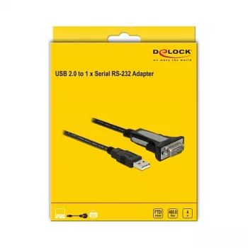 USB 2.0 Type-A uz 1 x seriālo RS-232 DB9 4 m DeLOCK 66323