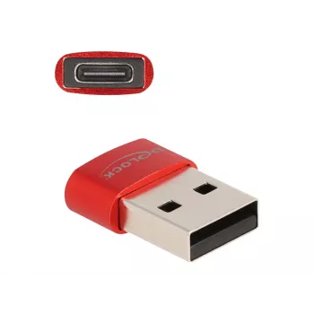 Delock USB-C adapteris - USB (vīriešu) uz 24 kontaktu USB-C (sieviešu) - USB 2.0 3 A - Sarkans (60050)