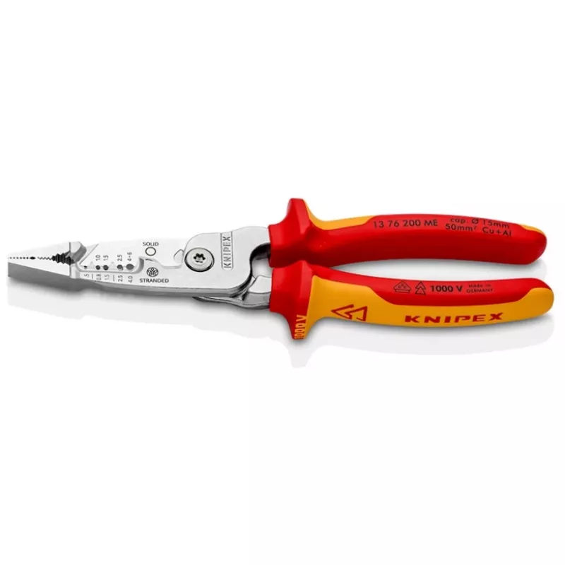Kabeļu noņēmējs Knipex 13 76 200 ME 6 mm noņemšanas jauda Sarkans Nerūsējošais tērauds Dzeltens