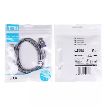 TB USB - USB C kabelis 1,5 m Pelēks (AKTBXKUCSBA150S)