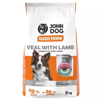 Sausā suņu barība John Dog Good Form Adult Teļš ar Jēru, 3 kg