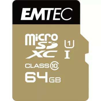 EMTEC Gold+ microSDXC atmiņas karte 64GB Class 10 UHS-I U1 + SD adapteris