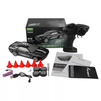 Amewi Drift Car 21110 4WD 1:20 RTR Black – radio vadāma drifta mašīna, 4 piedziņas riteņi, mērogs 1:20