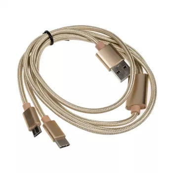 Akasa AK-CBUB42-12GL USB kabelis 1,2 m USB 2.0 USB A USB C/Micro-USB B Zelts (AK-CBUB42-12GL)