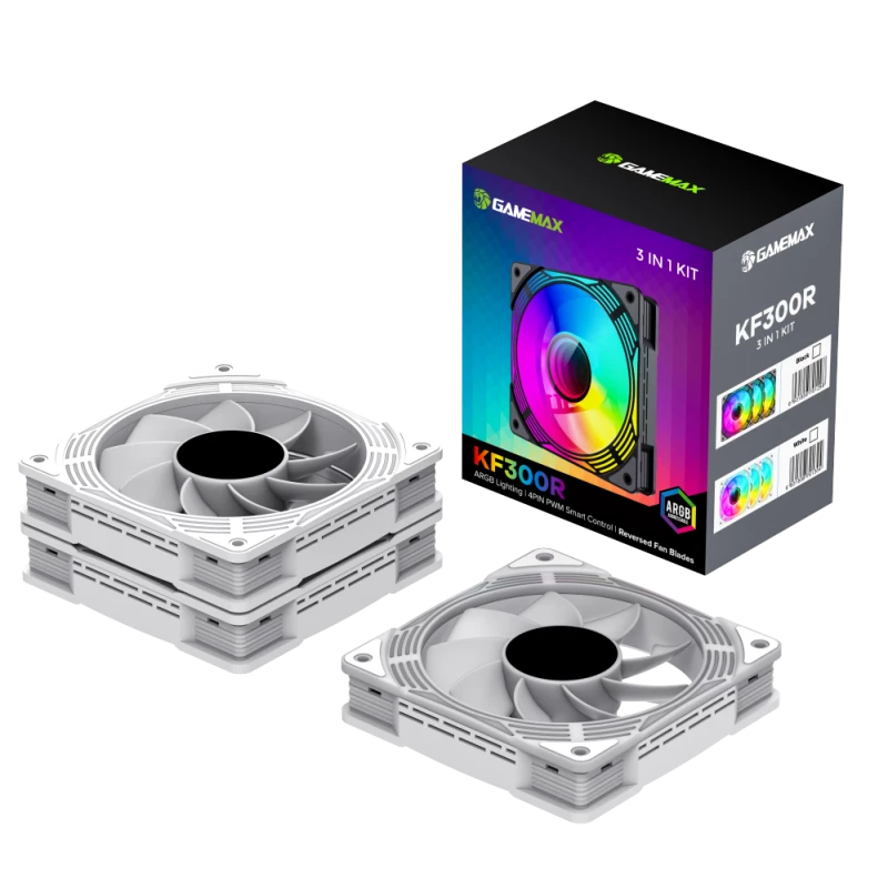 Gamemax KF300R BK White korpusa ventilators