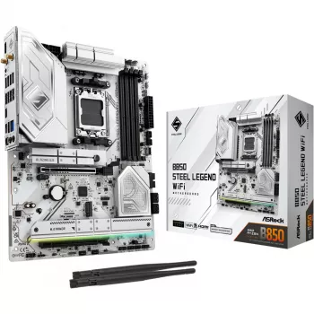 Mātesplate ASROCK B850 Steel Legend WiFi ATX — AMD B850, Socket AM5, DDR5, 4x DIMM, 4x M.2, Wi‑Fi 7, 2.5Gb LAN