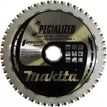 Makita Efficut ripzāģa asmens metālam, nerūsējošajam tēraudam un tēraudam - 150 mm - 48 zobi - saderīgs ar Makita DCS553RTJ