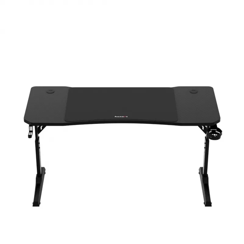 Gaminga galds huzaro Hero 3.6 — taisnstūra 1400×600 mm, augstuma regulējums 560–790 mm, melns, H-kājas, 15 mm virsma
