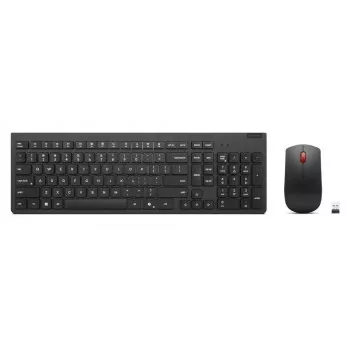Bezvadu tastatūras un peles komplekts Lenovo Essential Wireless Combo Gen2 — melns, kompakts izkārtojums, bezvadu savienojums