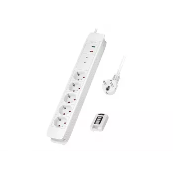 LogiLink LPS402 pagarinātājs ar 5 kontaktligzdām, 1,5 m, balts
