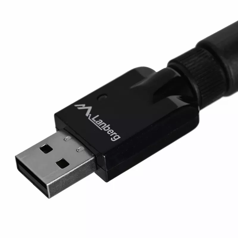 USB Wi‑Fi Adapter LANBERG NC-0300-WIE, USB 2.0, Divas ārējās antenas 5 dBi, WLAN 300 Mbps, Ethernet/WLAN, Melns