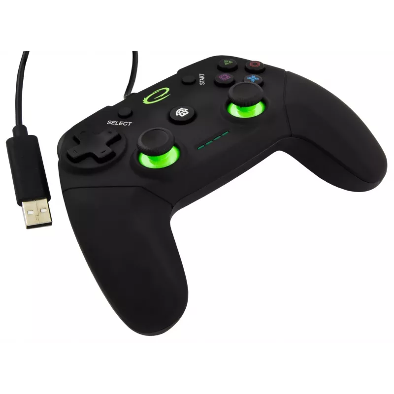 Spēļu kontrolieris ESPERANZA EGG110K vadu USB ar vibrāciju, 12 pogām, 1,5 m kabelis — PC un PS3