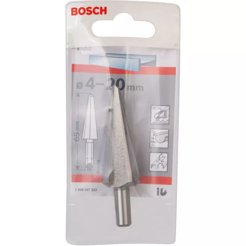 Bosch 2608597523 HSS konusveida urbis skārdam, Ø 4–20 mm, 1/4" sešstūru kāts