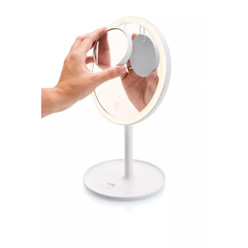 Brīvi stāvošs LED kosmētikas spogulis ETA Fenité apaļš 20 cm, pieskāriena vadība, USB, iebūvēts LiPo akumulators