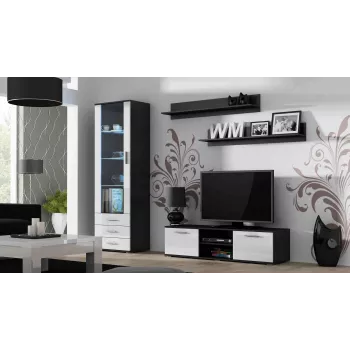 Cama TV statīvs SOHO 140 melns/balts glancēts