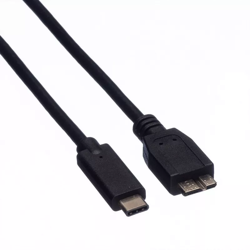ROLINE USB kabelis - USB Type C (vīriešu) uz Micro-USB Type B (vīriešu) - 50 cm - Melns (11.02.9005)
