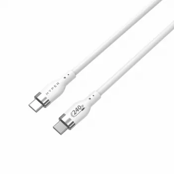 HYPER HyperJuice 240W Silikona USB-C uz USB-C Kabelis (1m) - Balts
