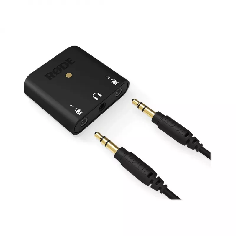 RØDE AI-Micro mobilā audio saskarne, 2x 3,5 mm TRS/TRRS ieejas, 3,5 mm austiņu izeja, USB-C, melna