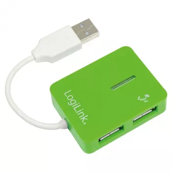 USB Hubs LOGILINK UA0138 — 4 portu USB 2.0 centrmezgls, zaļš, līdz 480 Mbit/s
