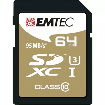 EMTEC Speedin - Zibatmiņas karte - 64GB - UHS Class 3 / Class10 - SDXC UHS-I (ECMSD64GXC10SP)