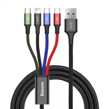 USB kabelis Baseus Fast 4in1 2xUSB-C / Lightning / Micro 3.5A 1,2m (melns)