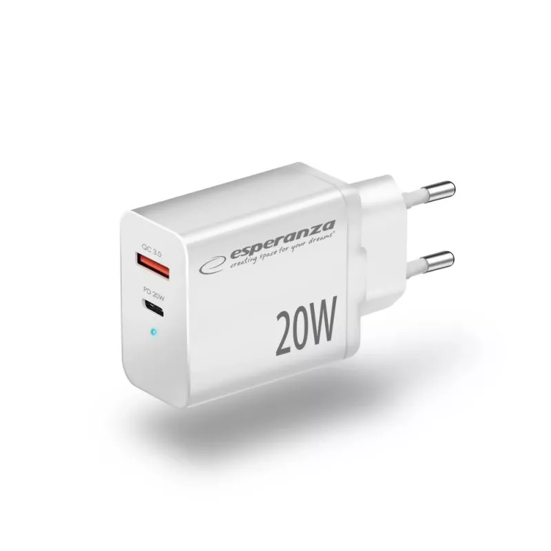 Esperanza EZC105W tīkla lādētājs 20W Balts