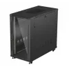 Rack skapis LANBERG FF01-6222-12B 22U 600x1200 mm melns ar stikla priekšējām un aizmugurējām durvīm