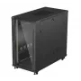 Rack skapis LANBERG FF01-6222-12B 22U 600x1200 mm melns ar stikla priekšējām un aizmugurējām durvīm