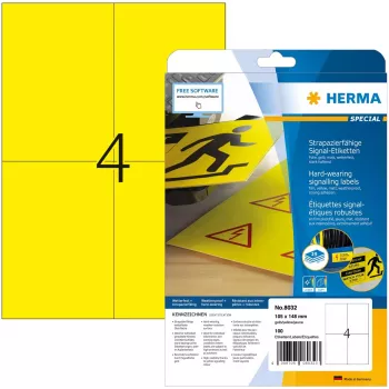 Pašlīmējošā printera etiķete HERMA Signs A4 105x148 mm, dzeltena, 4 gab./lapa