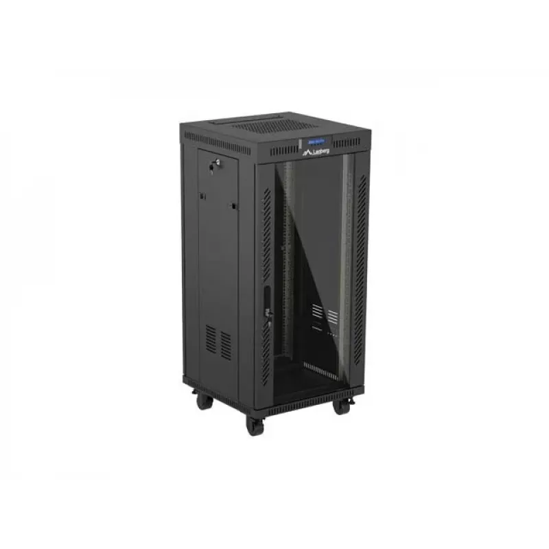 Brīvi stāvošs skapja statīvs LANBERG FF01-6624-12BL 24U 19 collas 600×600 mm, IP20, 1200 kg, melns