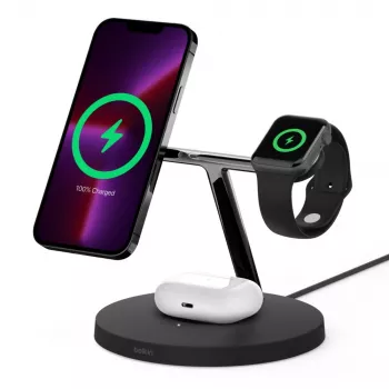 Belkin WIZ017vfBK Bezvadu ātrās uzlādes austiņu lādētājs iekštelpām melns