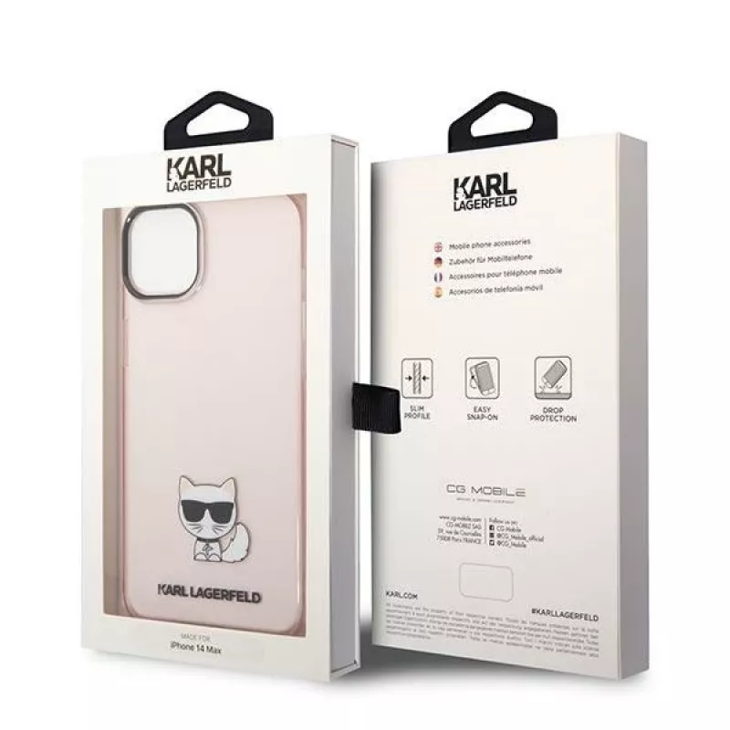 Karl Lagerfeld KLHCP14MCTRI Cietais maciņš iPhone 14 Plus / 15 Plus 6.7” Rozā / Caurspīdīgi rozā Choupette Body