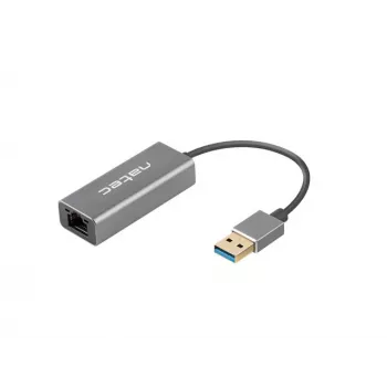 USB centrmezgls NATEC Cricket USB 3.2 Gen 1 Type-A ar RJ-45 Ethernet 1000 Mbit/s, alumīnija korpuss, melns