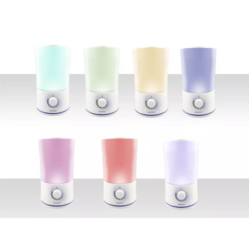 Beper 70.401 ultraskaņas aromātu difuzors un gaisa mitrinātājs, 2,4 l, 7 krāsu LED, 25 W