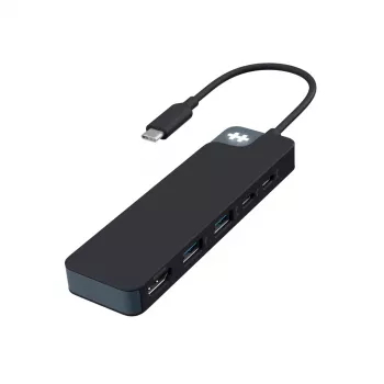 USB-C centrmezgls HYPER HD4101BKGL — 5 porti (USB-C, USB 3.2 Gen1 Type-A, HDMI 4K), 5000 Mbit/s, Melns