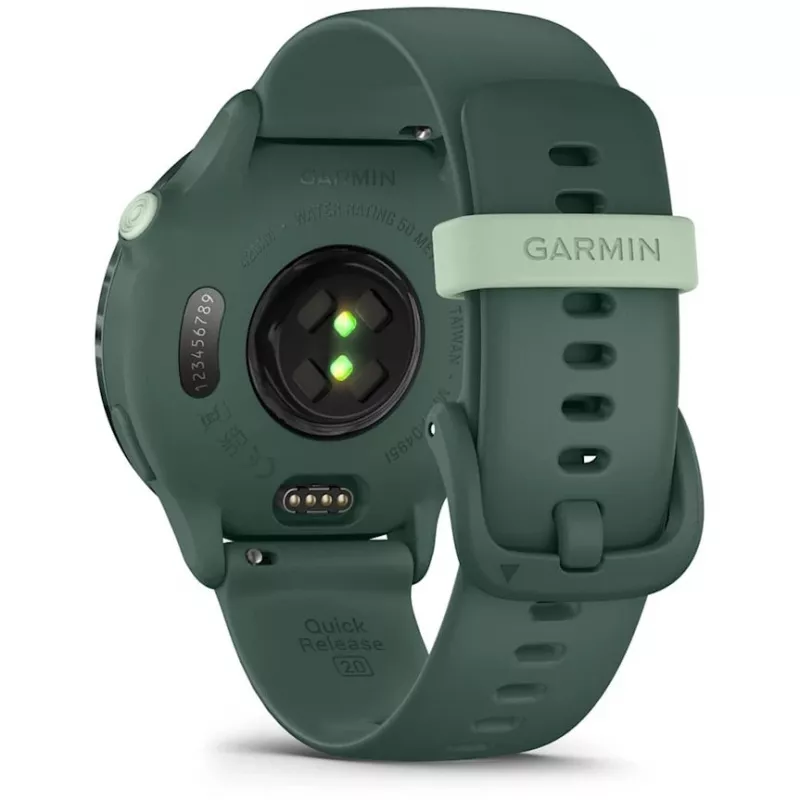 Viedpulkstenis GARMIN vívoactive 6 – sporta pulkstenis, 42 mm alumīnija/polimēra korpuss, AMOLED 1,2 collu, GPS, 5 ATM, optiskais HR, SpO2, 8 GB, zaļš