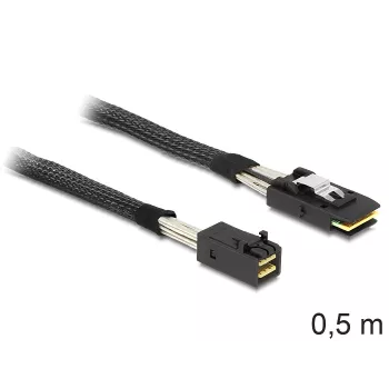 SAS kabelis DeLOCK 83388, 0,5 m, Mini SAS HD (SFF-8643) — Mini SAS (SFF-8087)