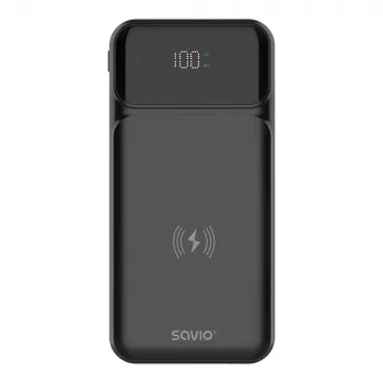 Savio BA-09 bezvadu lādētājs 10000 mAh Litija Polimēra (LiPo) Melns