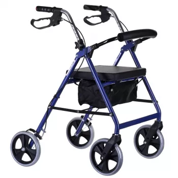 Četrriteņu rollators ar sēdekli, zils/melns