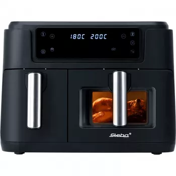 Divkāršā gaisa fritētāja Steba HF 9500 DUO (melna, 2400 W, 2 grozi 6 L + 3.5 L)