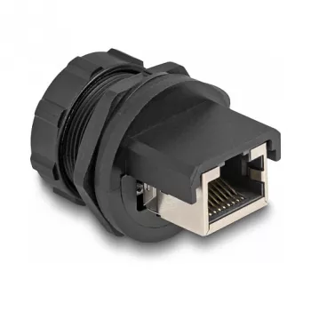 DeLOCK RJ45 Cat.6A savienotājs IP67 ūdensnecaurlaidīgs putekļu necaurlaidīgs melns