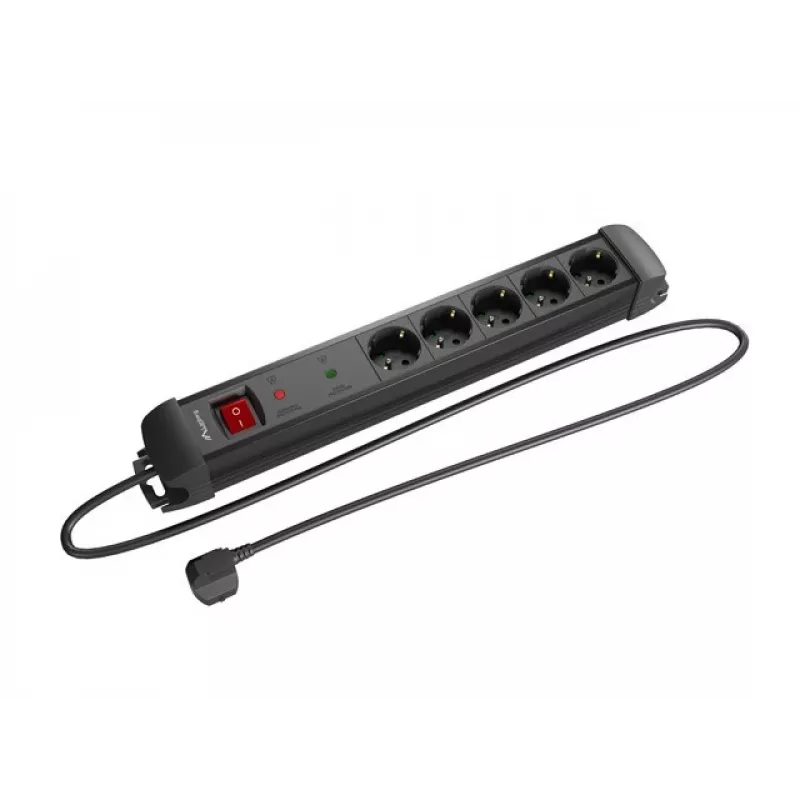 Pagarinātājs Lanberg SP1-05F-0500-BK 5m 5 kontaktligzdas Iekštelpām Melns