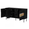 Kumode INSERTO 3D 143.5×40×80 cm melna ar LED, skaidu plātne, 16 mm rāmis
