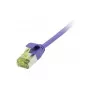 Patch kabelis RJ45, CAT6A 500MHz, 0,15m, ceriņu, U/FTP, tievs apaļš d=3,8mm, TPE/LSZH (Superflex), AWG32, ar Cat.7 izejas kabeli, Synergy 21 (S217390V3)