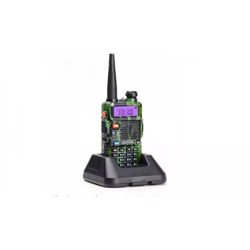 Pārnēsājamā divvirzienu radio stacija Baofeng UV-5R 5W HT Camo — Divu joslu FM, 5W, 1800 mAh akumulators